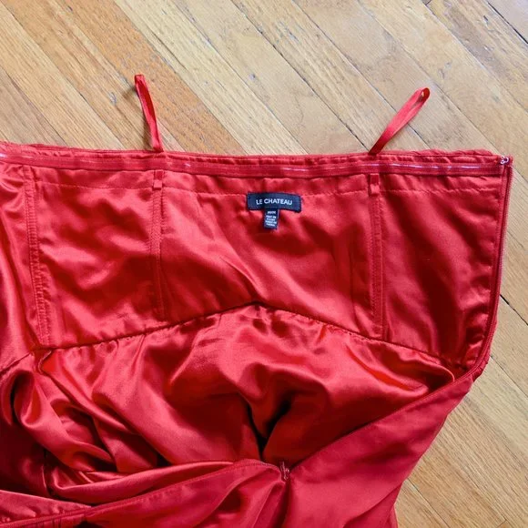 Le Chateau Strapless Chiffon Dress, Red, Size M - Picture 7 of 8